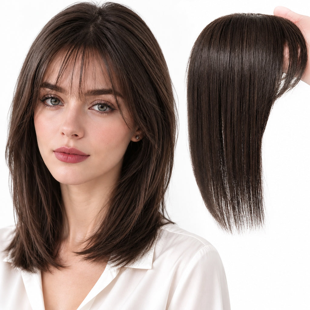 Straight Clip-In Hair Topper with Silk Base