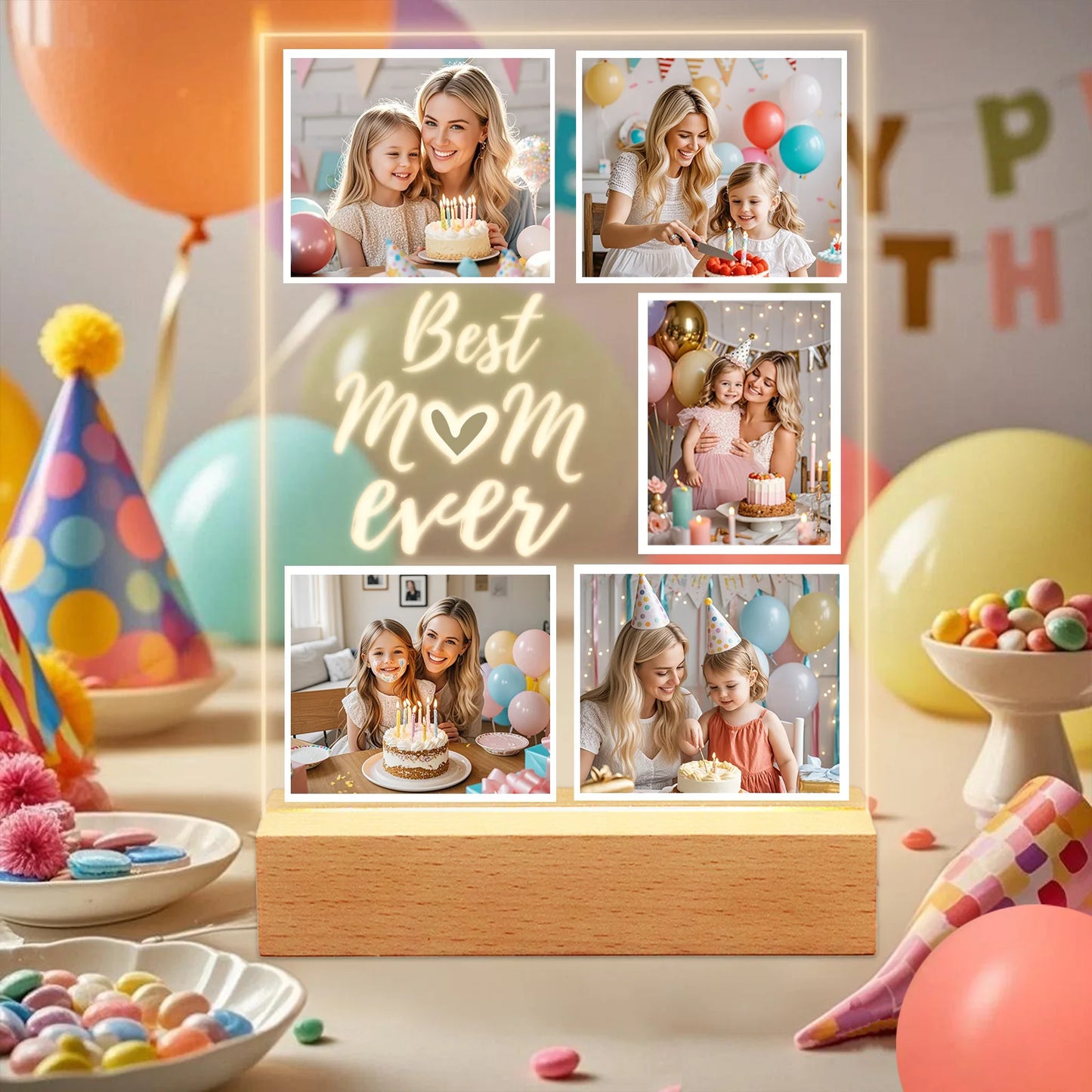 Personalized Acrylic Photo Night Light for Mom — Custom LED Frame