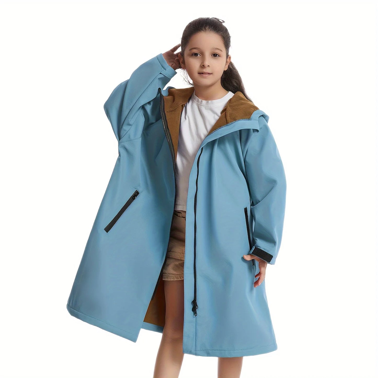 Long Sleeve Waterproof Surf Poncho – Hooded Windproof Changing Robe