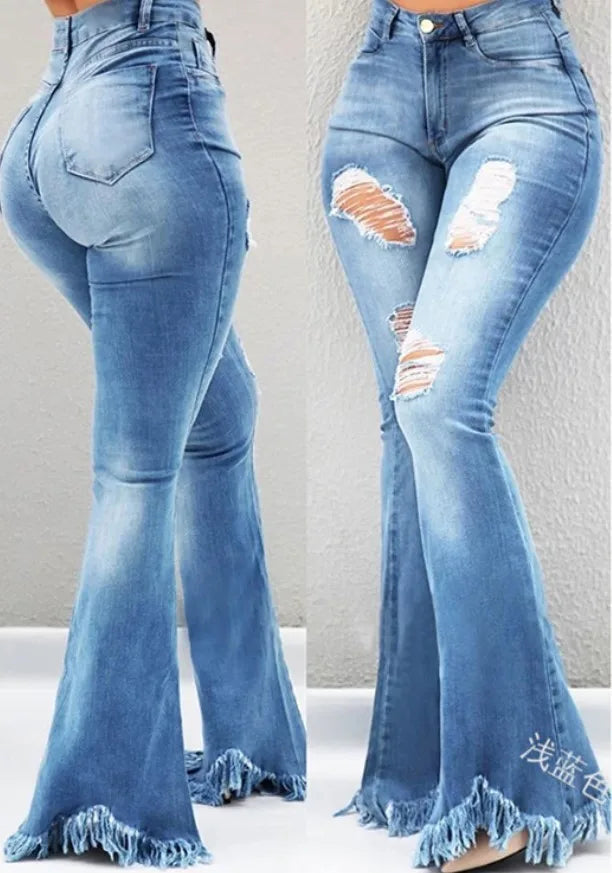 Women's Ripped High Waist Jeans — Distressed Vintage Loose Denim