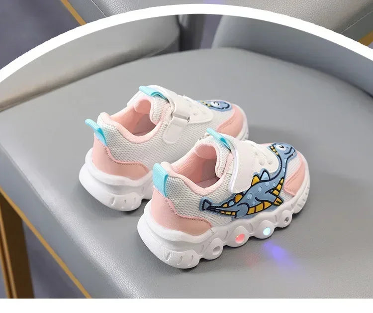 LED Children Cute Cartoon Boys Casual Sneaker for Children Shoes Girl Mesh Breathable Lighting Shoes Baby Illuminated Shoe