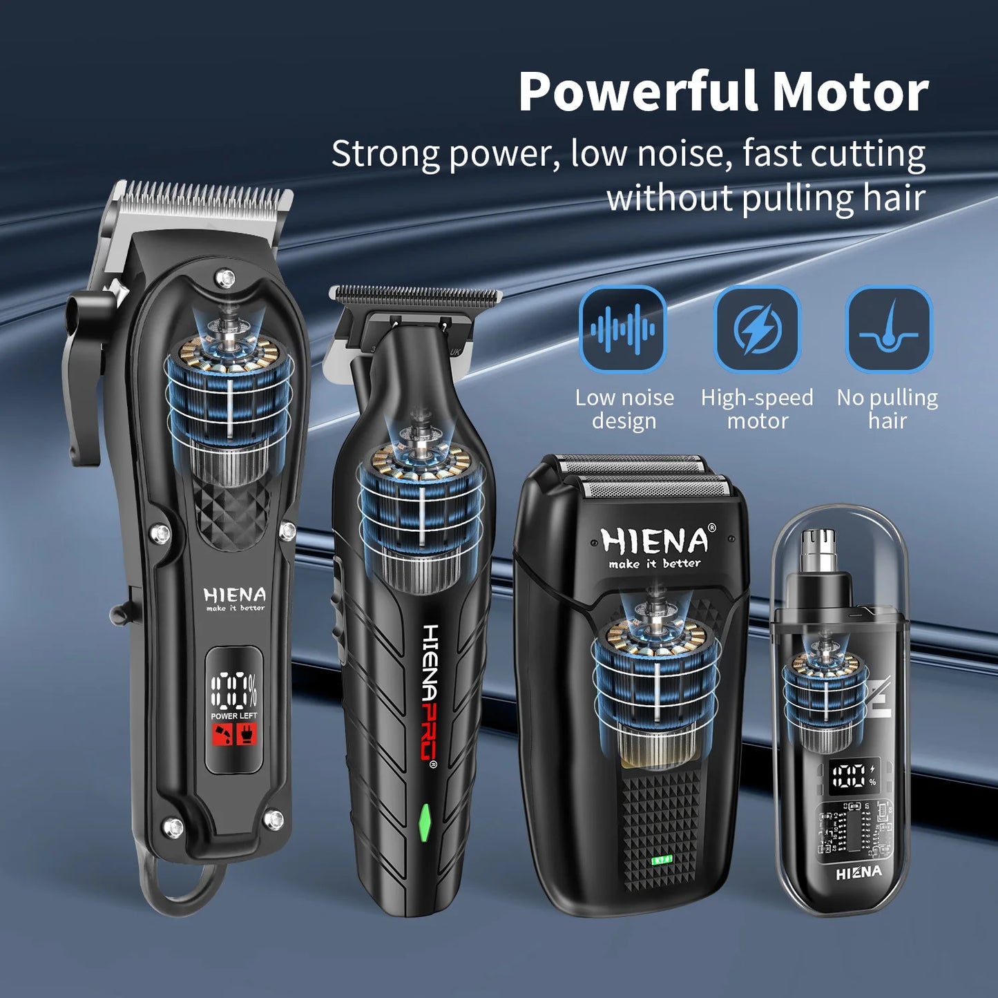 HIENA Electric Hair Trimmer & Grooming Kit — Rechargeable Multi-Purpose Clipper