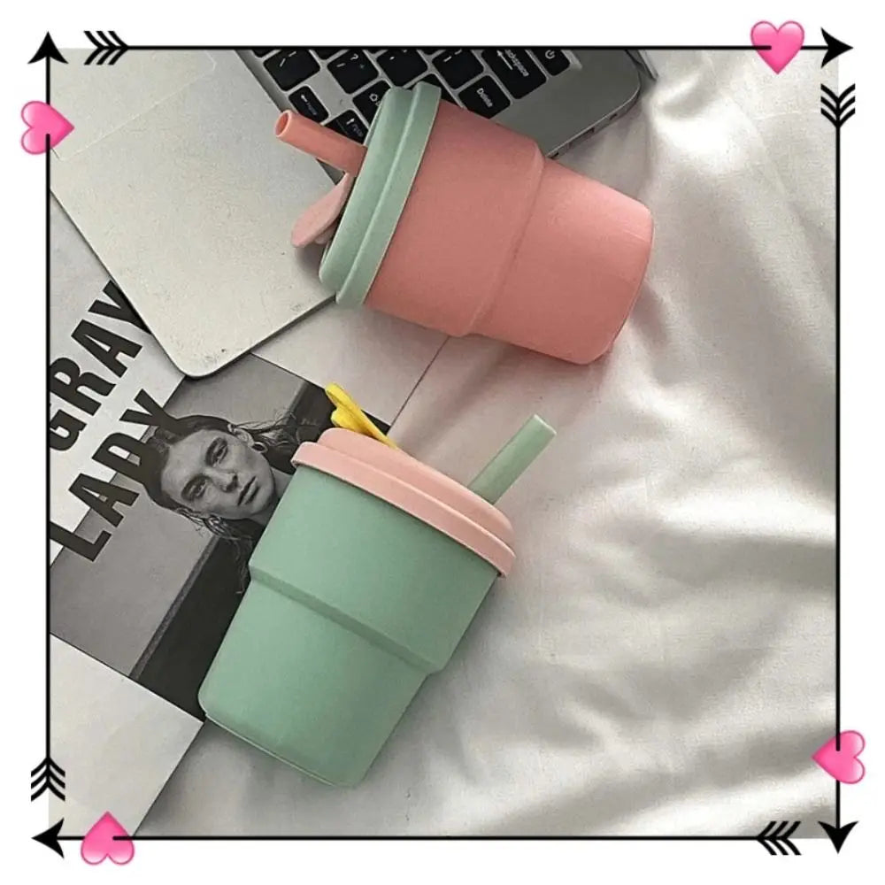 Kids Silicone Water Cup — 380ml Leakproof Bottle with Straw