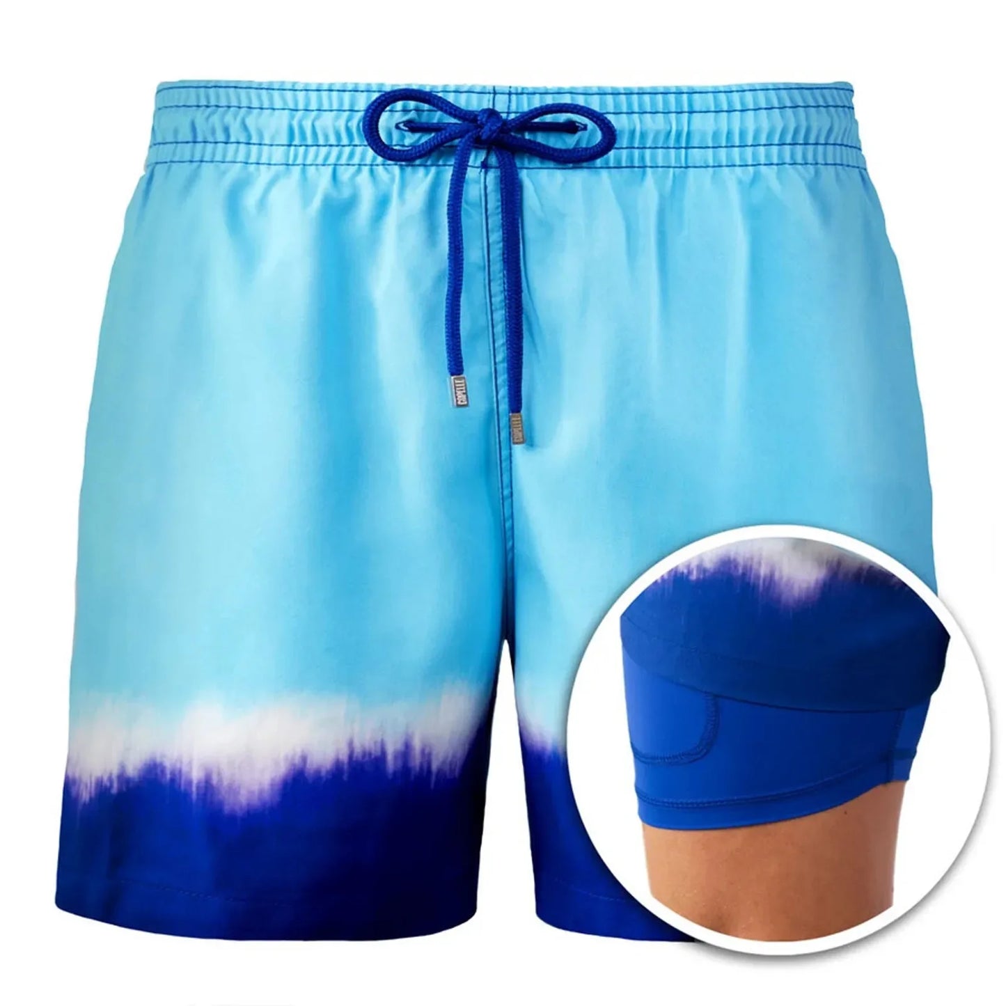 Men's Tropical Print Beach Shorts with Lining — Casual Summer Swim Trunks