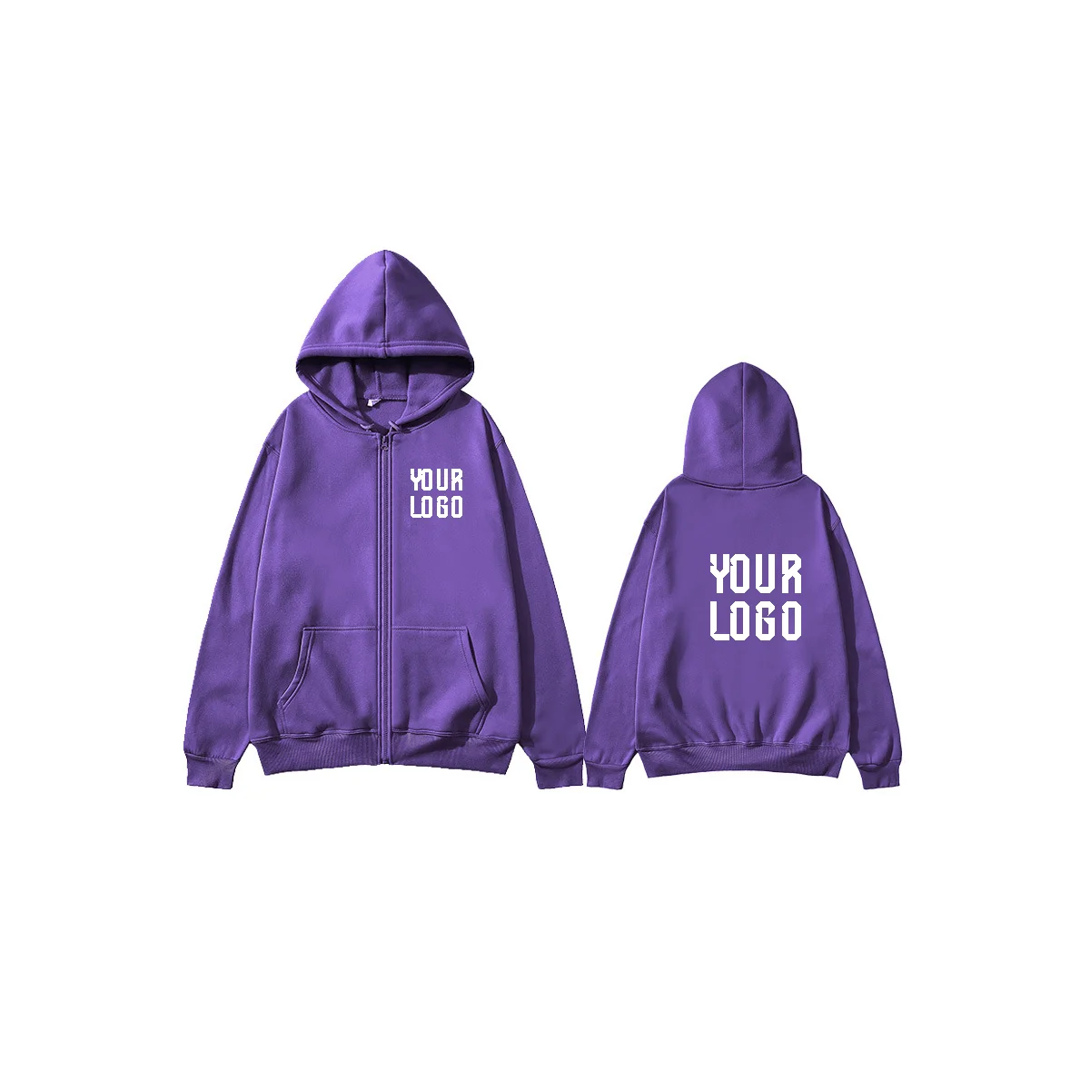 Personalized Zip-Up Hoodie — Custom Text & Pattern | Unisex