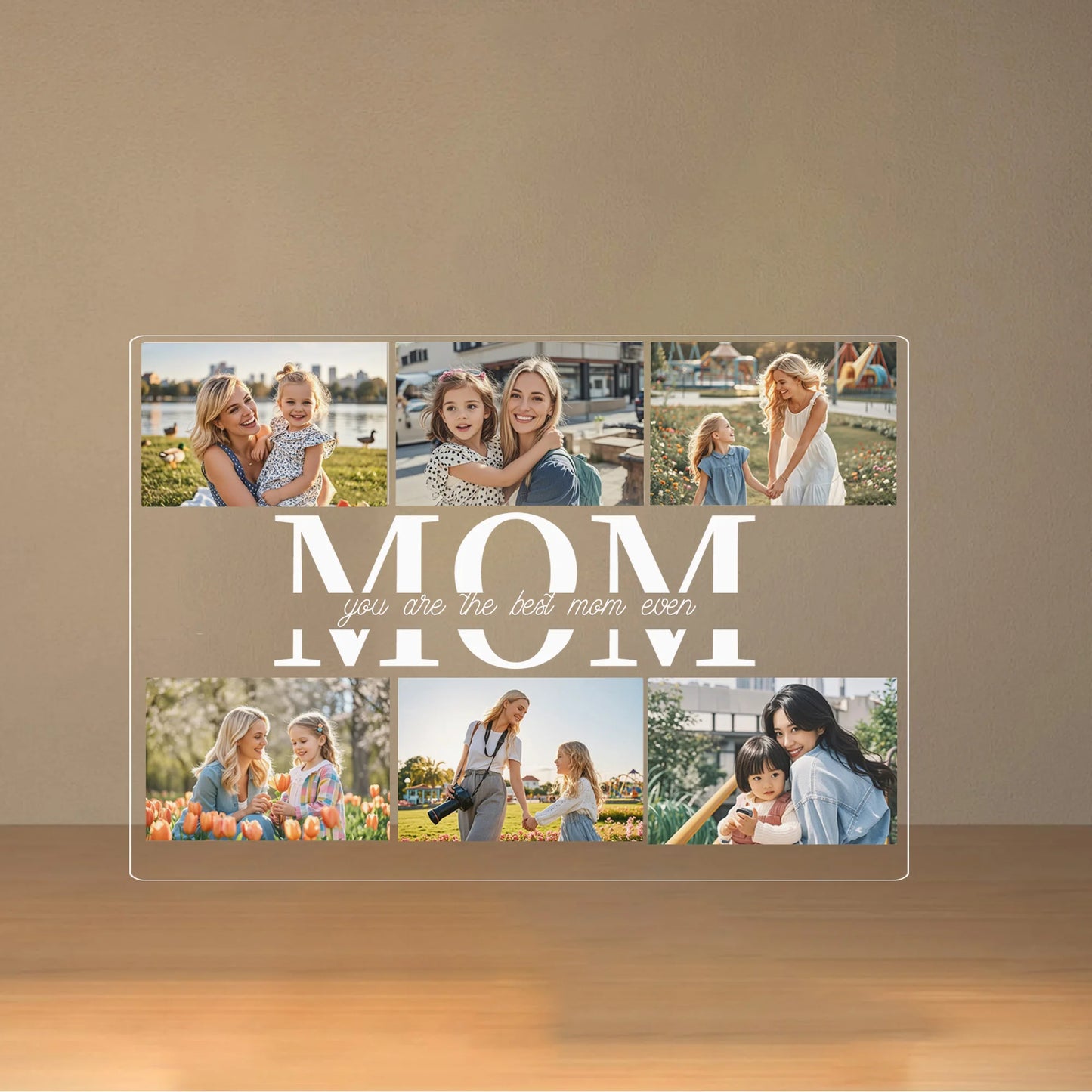 Personalized Photo Acrylic Plaque Custom Mothers Day Night Light for Mom Birthday Present Home Decor Family Keepsake Unique Gift