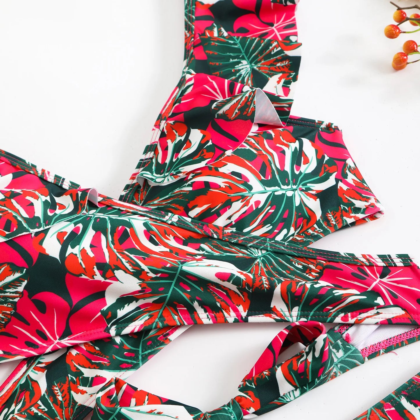 Women's Floral Print Two-Piece Bikini Set — High Waist Sexy Ruffled Swimsuit