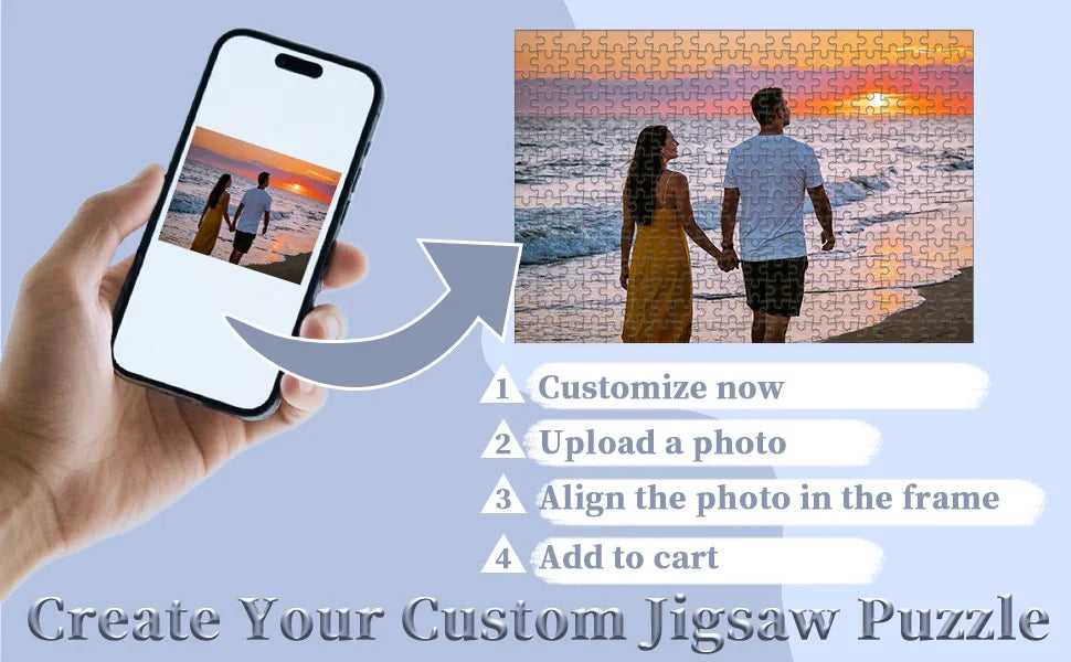 Personalized Wooden Jigsaw Puzzle — Custom Photo Puzzle for Adults, Kids, Couples & Families