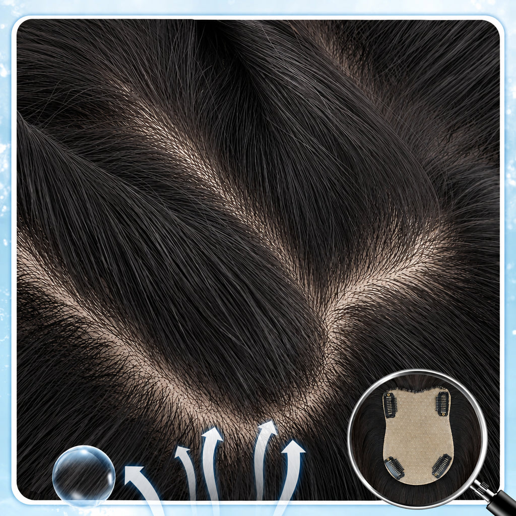 Straight Clip-In Hair Topper with Silk Base