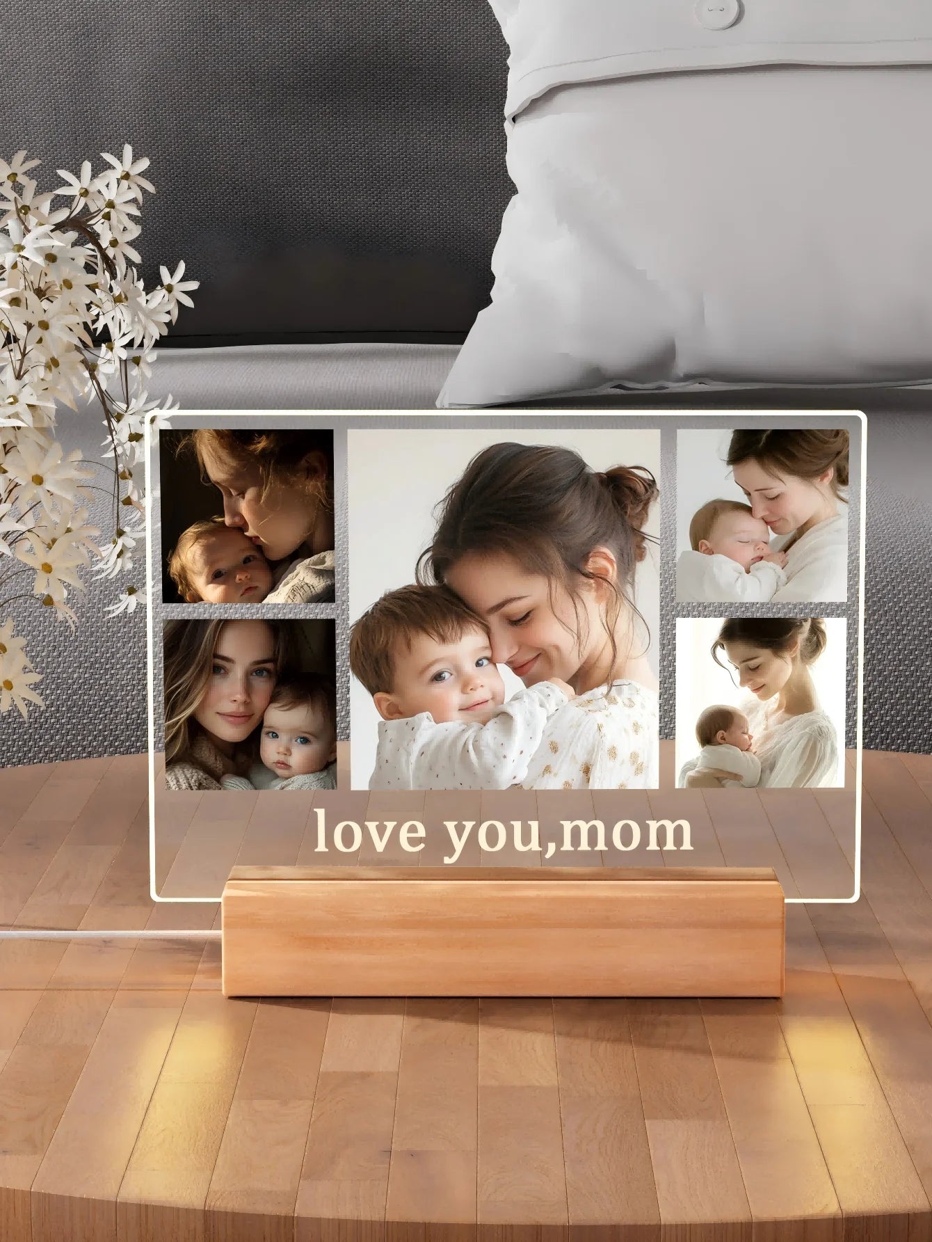 Personalized Asymmetric 3D Photo Night Light | Custom Bedroom Decor Gift