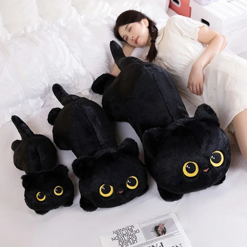 45cm kawaii Black Cat Plush Toy Doll Cute Big Cuddly Pillow Cushion Ins Black Cat Plush Toy Doll For Boy Girl Brithday Gifts