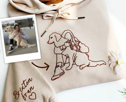 Personalized Custom Embroidered Hoodie | Pet Portrait or Custom Text | Unisex Fleece Sweatshirt