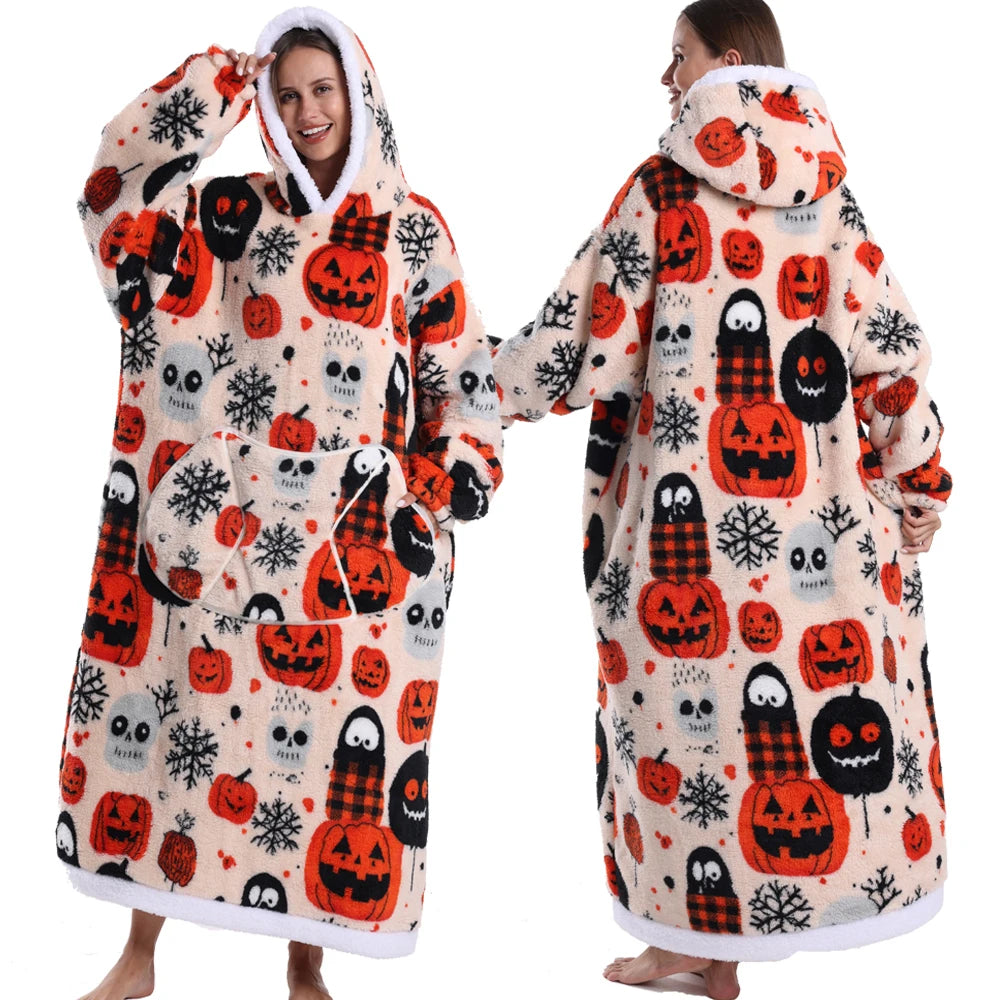 Cartoon Wearable Blanket Hoodie for Adults