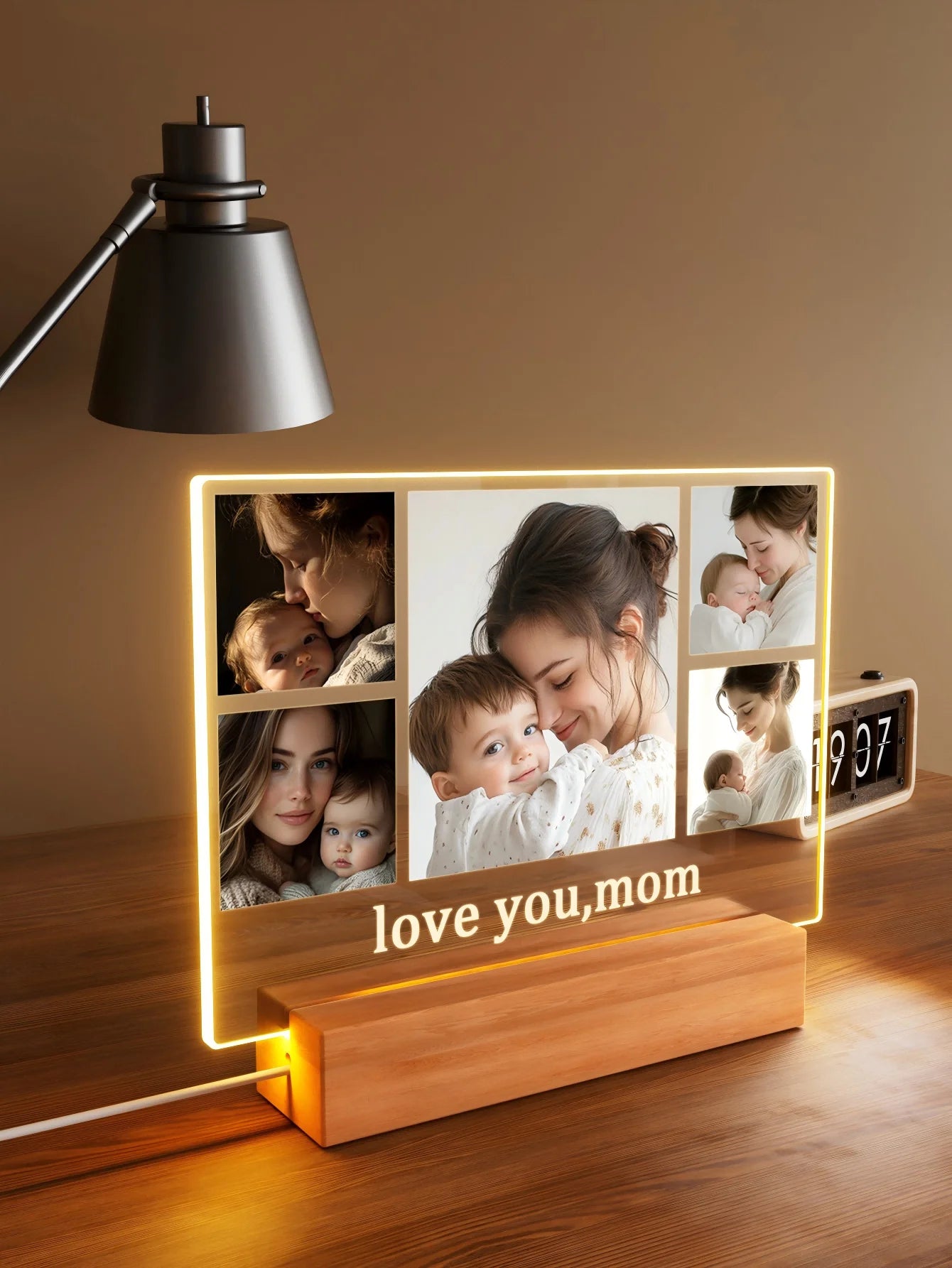 Personalized Asymmetric 3D Photo Night Light | Custom Bedroom Decor Gift