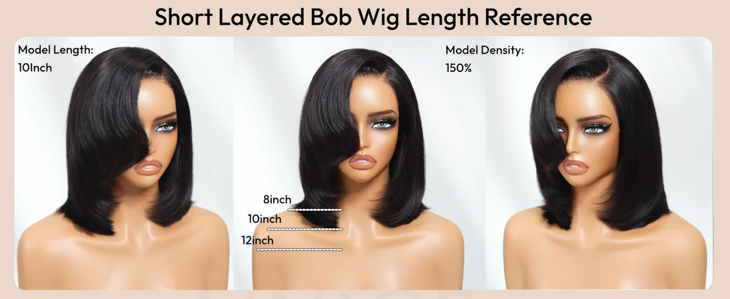 Hair Blunt Cut Bob Wigs Human Hair 7x5 Lace Glueless Short Straight Bob Wigs Yaki Straight Bob Wigs