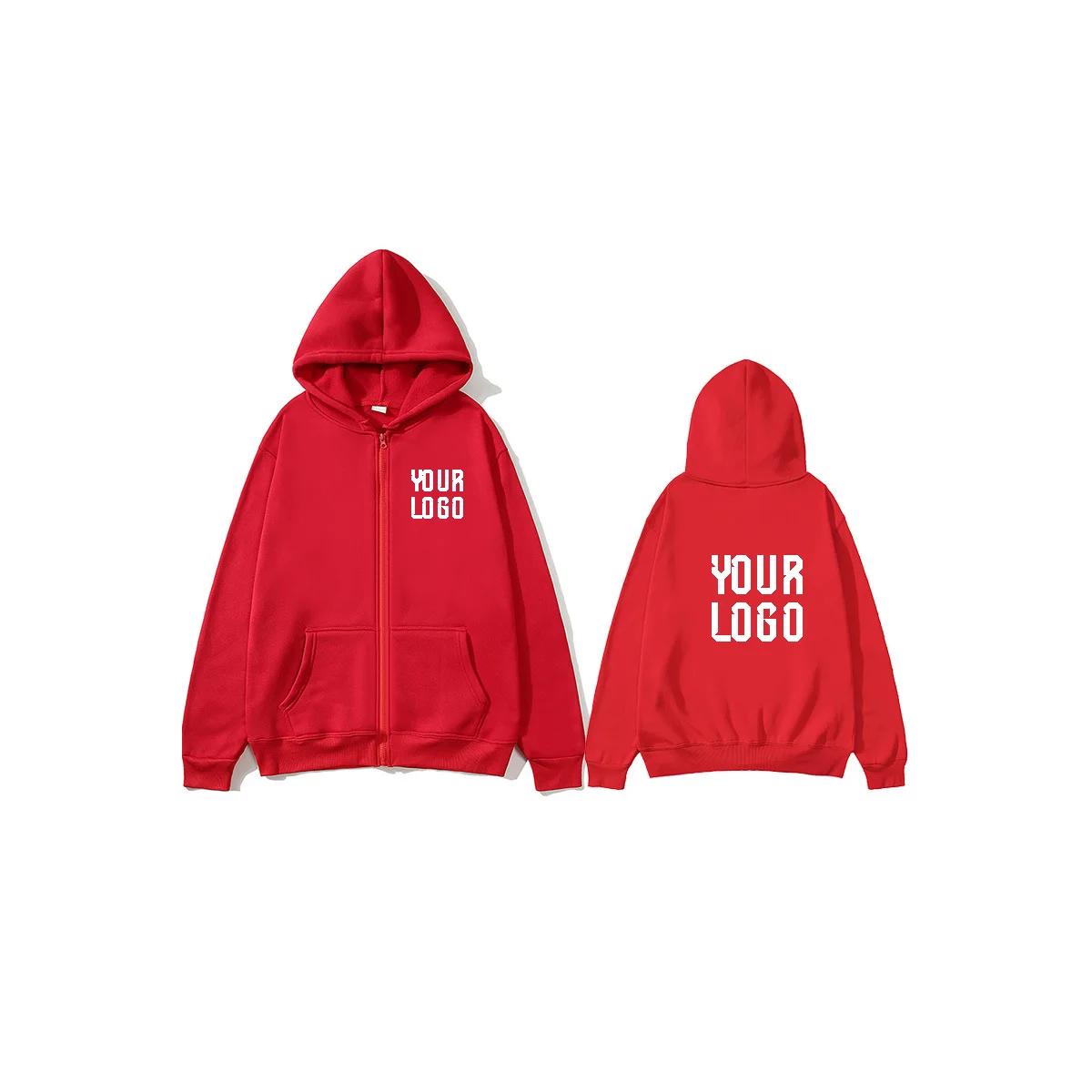 Personalized Zip-Up Hoodie — Custom Text & Pattern | Unisex