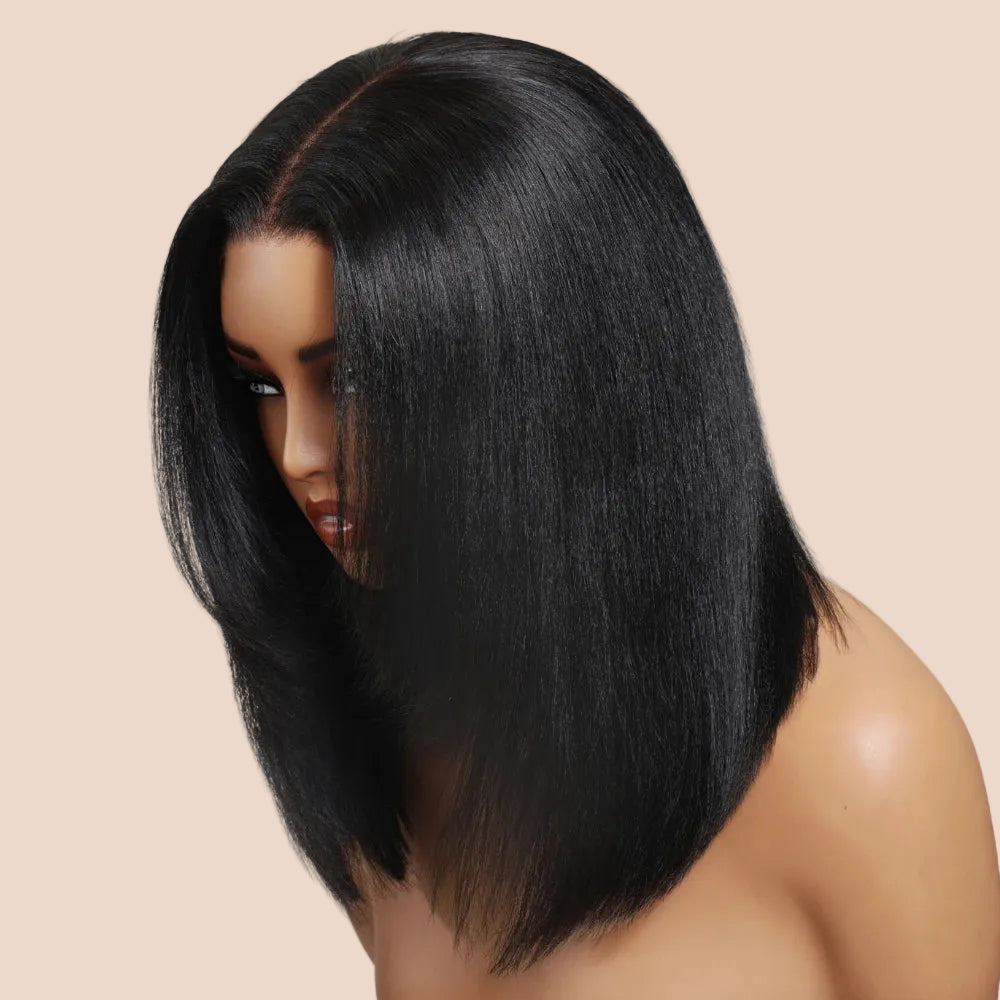 Hair Blunt Cut Bob Wigs Human Hair 7x5 Lace Glueless Short Straight Bob Wigs Yaki Straight Bob Wigs