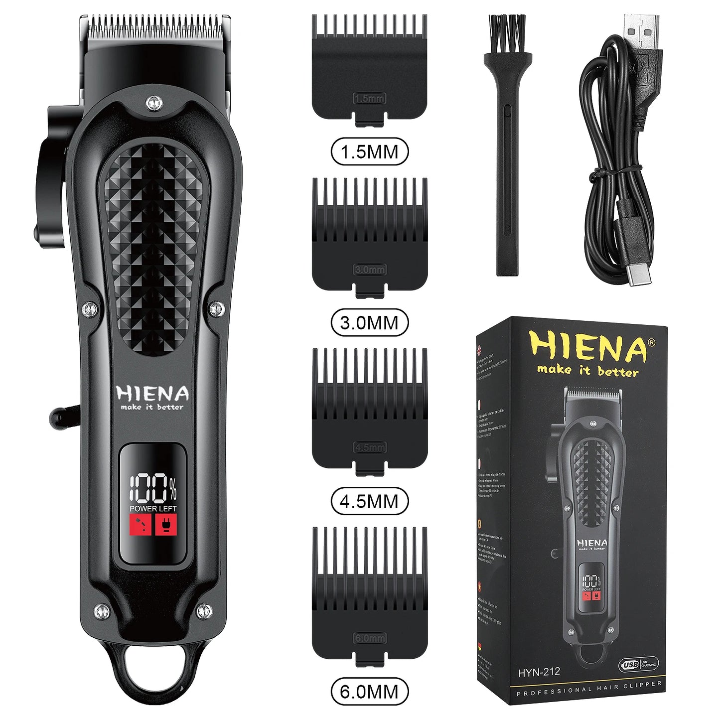 HIENA Electric Hair Trimmer & Grooming Kit — Rechargeable Multi-Purpose Clipper