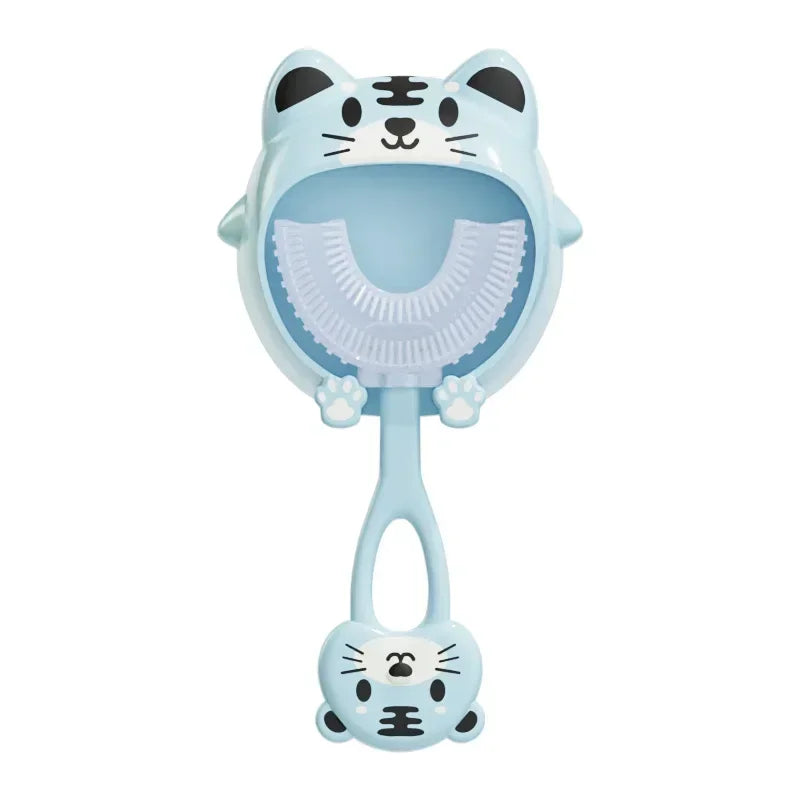 Kids U-Shaped Silicone Toothbrush — 360° Cartoon Design for Ages 1–12