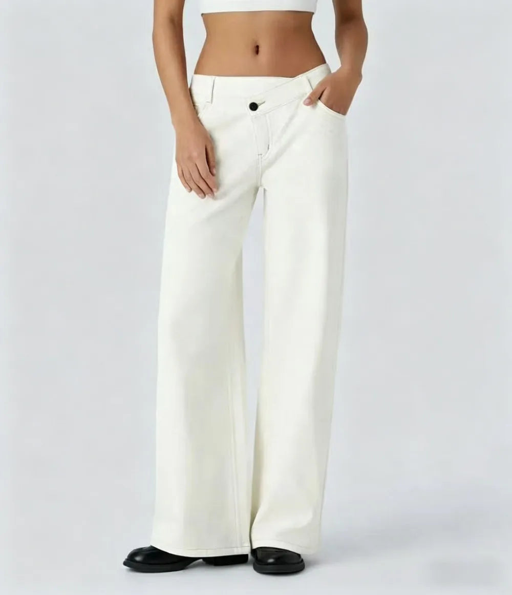 Women's Retro Wide-Leg Baggy Jeans — Washed Denim Mom Jean