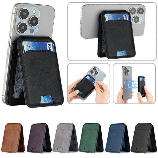 MagSafe Magnetic Leather Wallet Case for iPhone 16 15 14 13 12 Pro Max — Card Holder