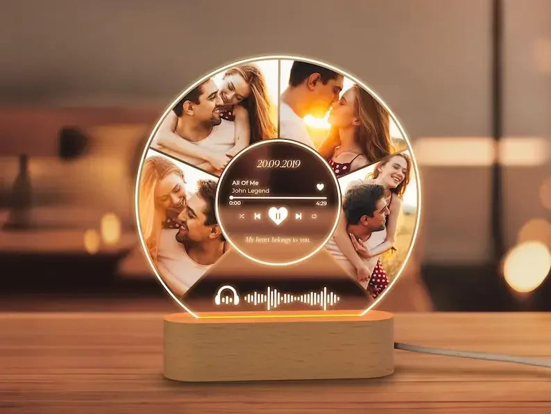 Personalized Spotify Song Plaque | Custom Acrylic Photo Frame with LED Night Light