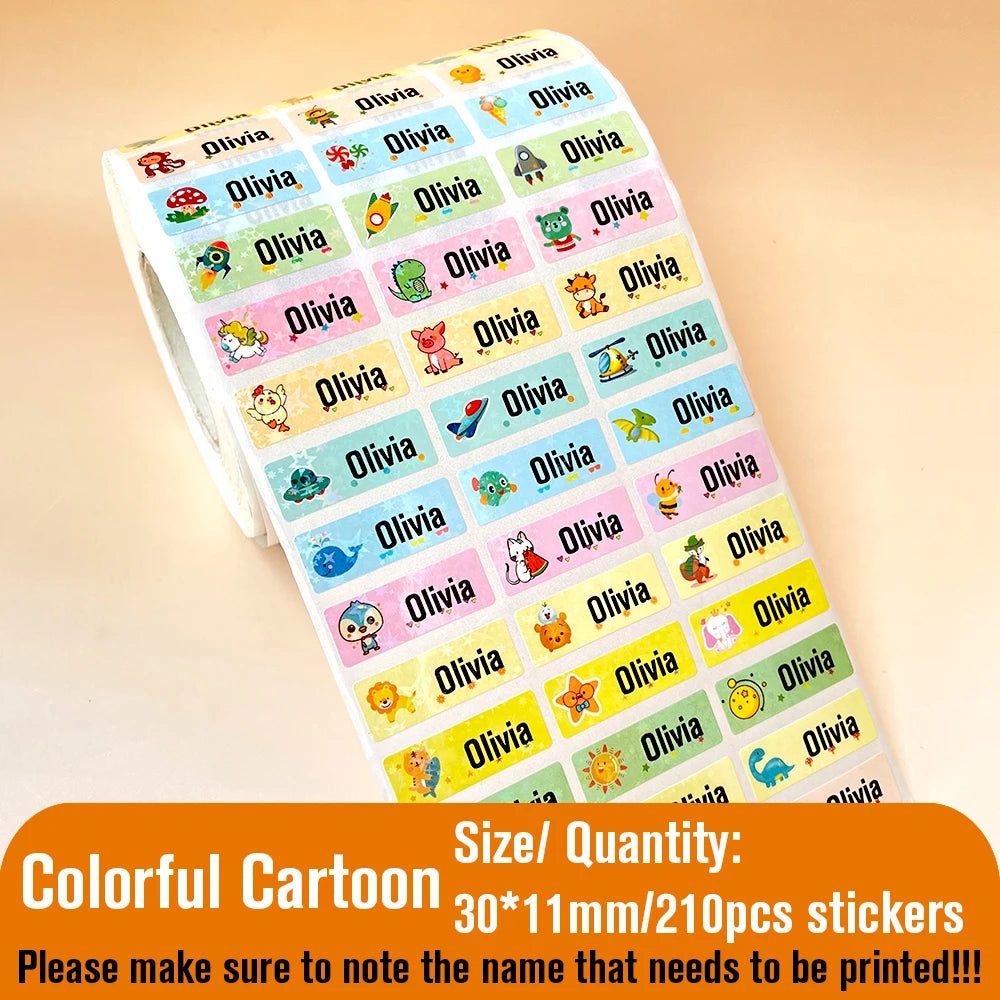 210pcs Personalized Waterproof Name Tag Stickers for Kids