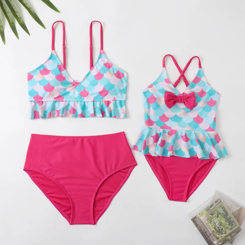 Family Matching Swimsuit — Mom & Daughter Tie-Dye Bikini Set
