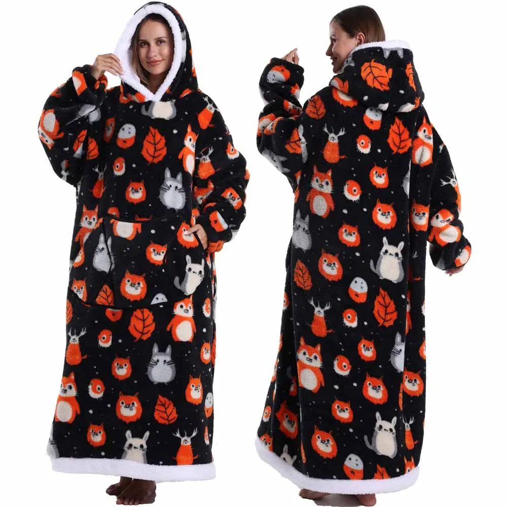 Cartoon Wearable Blanket Hoodie for Adults