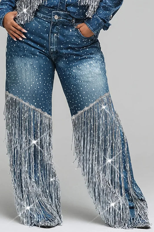 Women's Plus Size High-Waist Skinny Denim Jeans — Bleach Wash Festival Style