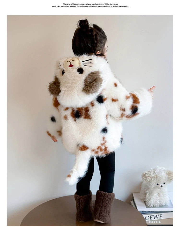Adorable Faux Fur Cat Coat for Kids — Warm Winter Jacket
