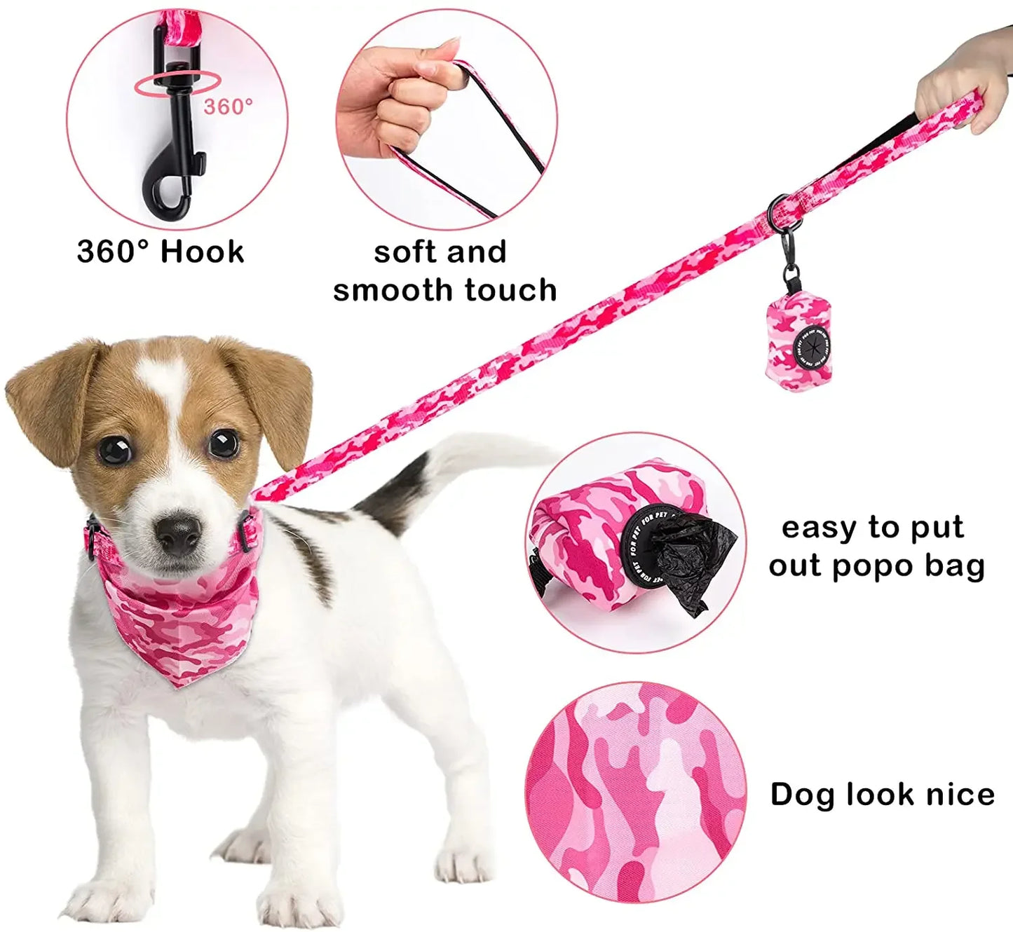 Personalized Dog Harness Suit Set — Vest, Collar, Leash, Scarf & More