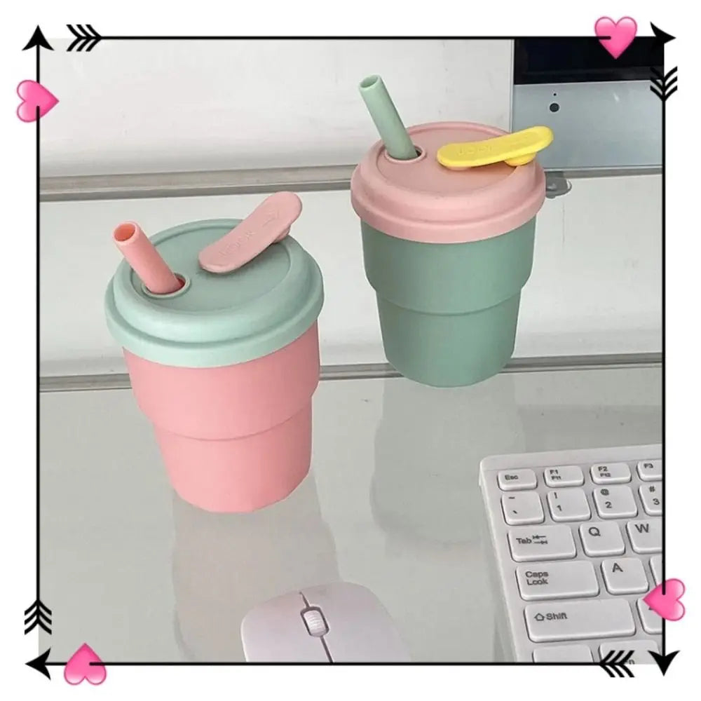 Kids Silicone Water Cup — 380ml Leakproof Bottle with Straw