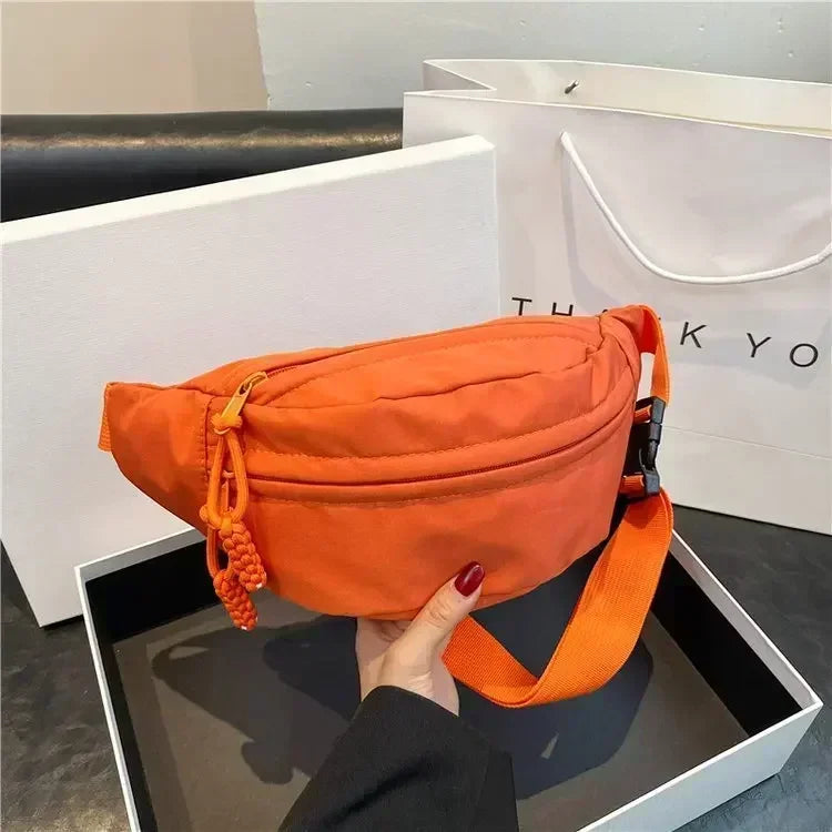 Fashion Nylon Crossbody Bags for Women Chest Bags Sling Waist Pack Canvas Waist Bag Casual Fanny Packs Sport Half Moon Belt Bag