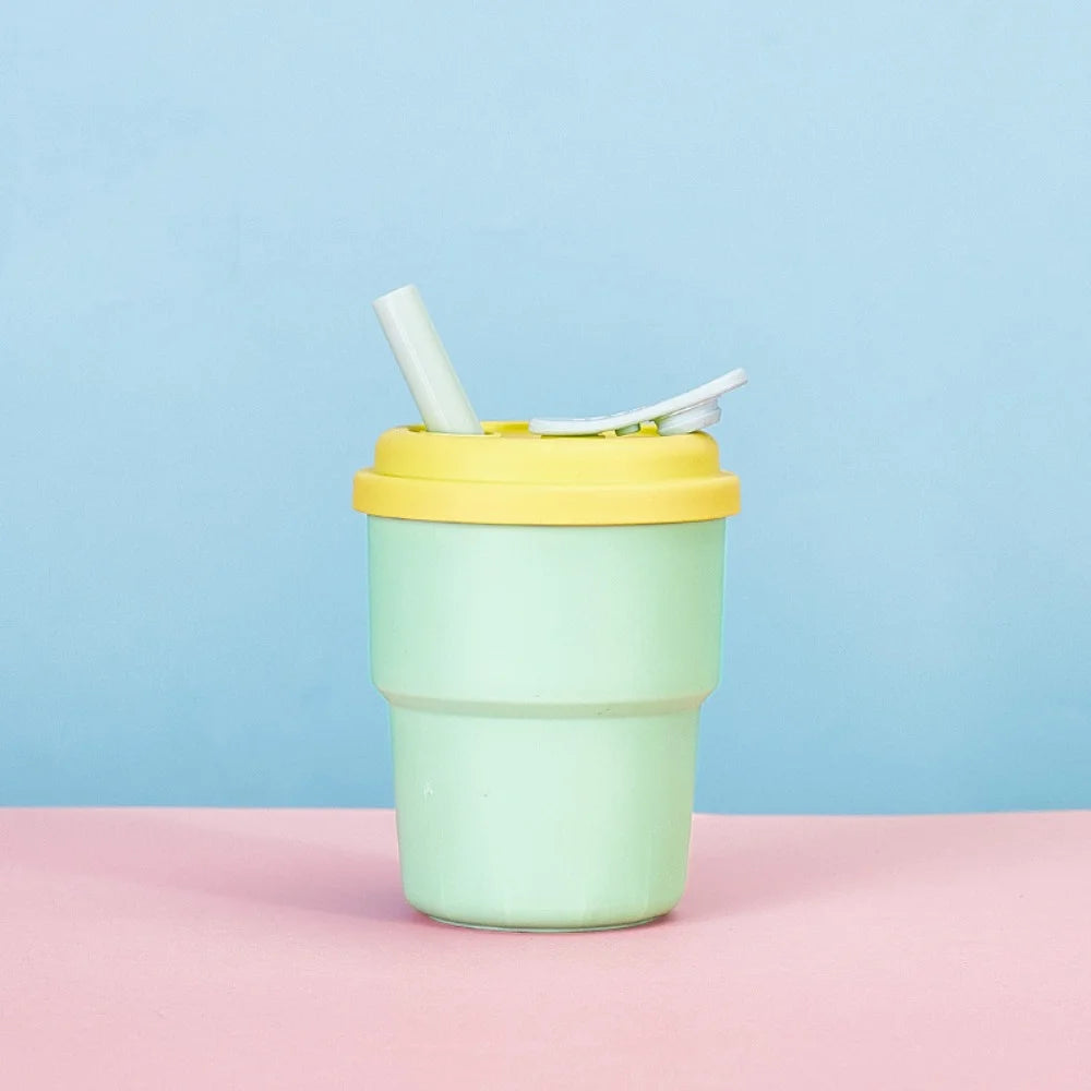 Kids Silicone Water Cup — 380ml Leakproof Bottle with Straw