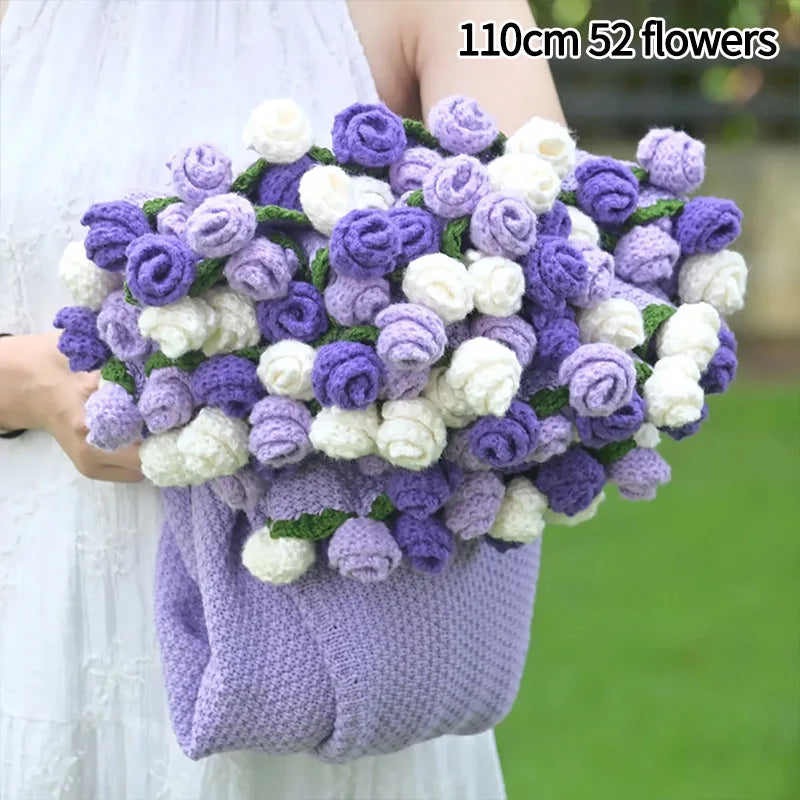 Crochet Flower Bouquet Blanket — Handmade Knit Floral Throw
