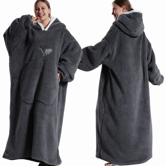 Extra-Long Plush Wearable Blanket Hoodie