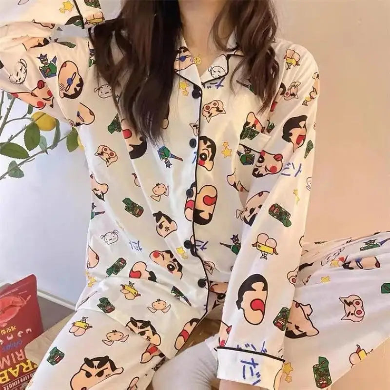 Crayon Shin-Chan Anime Pajamas Set — Women's Kawaii Cartoon Homewear