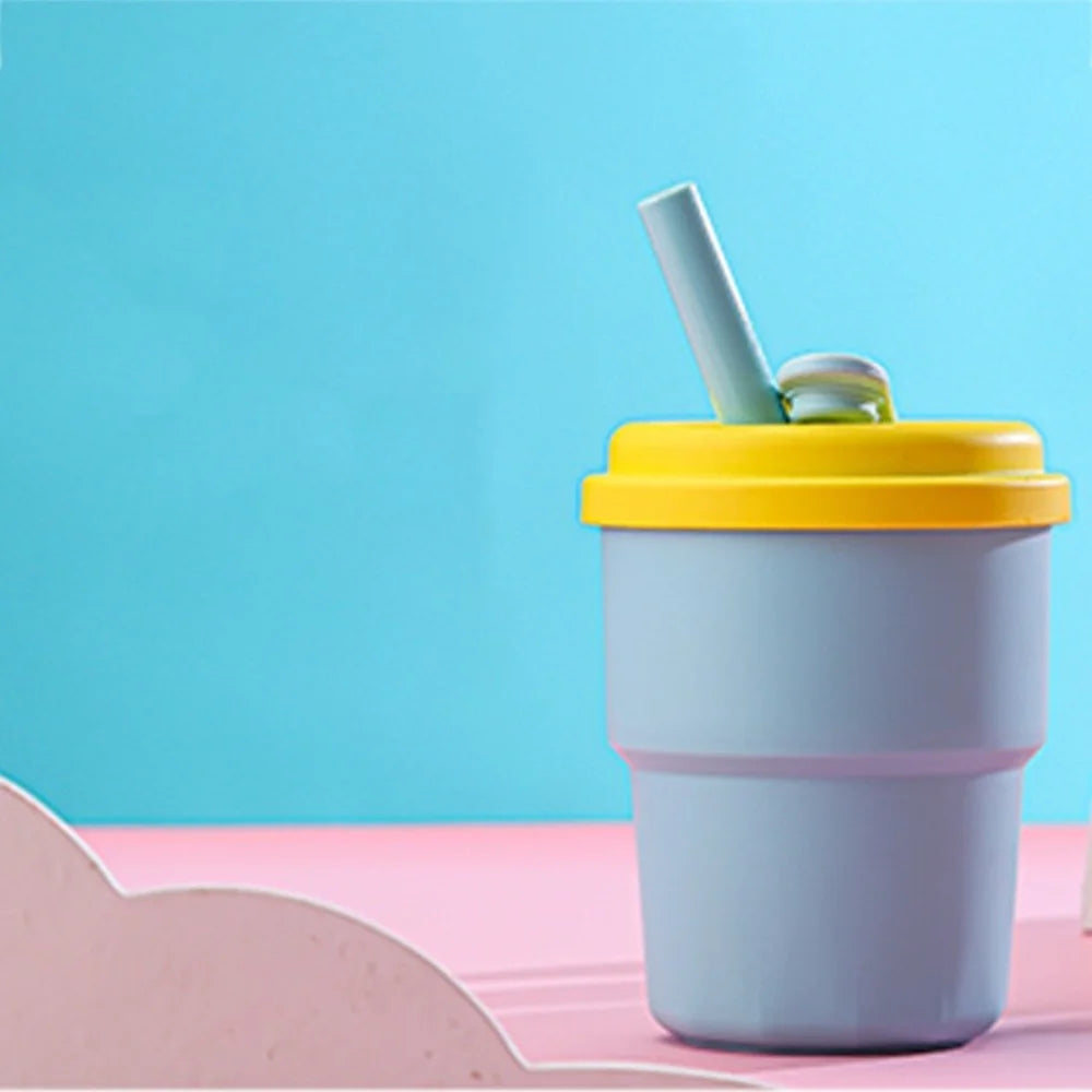 Kids Silicone Water Cup — 380ml Leakproof Bottle with Straw