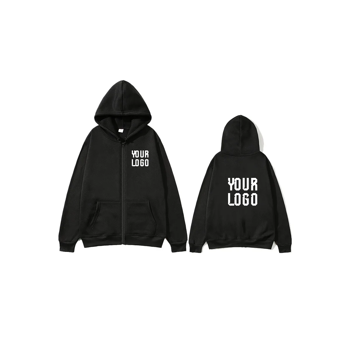 Personalized Zip-Up Hoodie — Custom Text & Pattern | Unisex