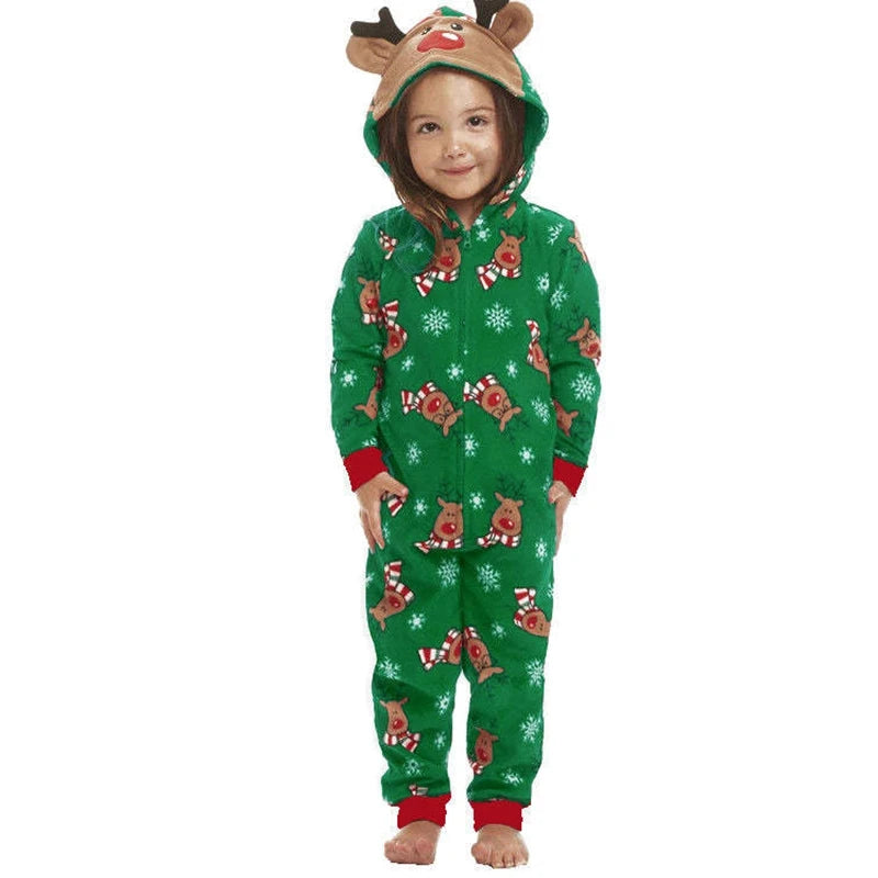Christmas Family Matching Elk Print Onesie Pajamas