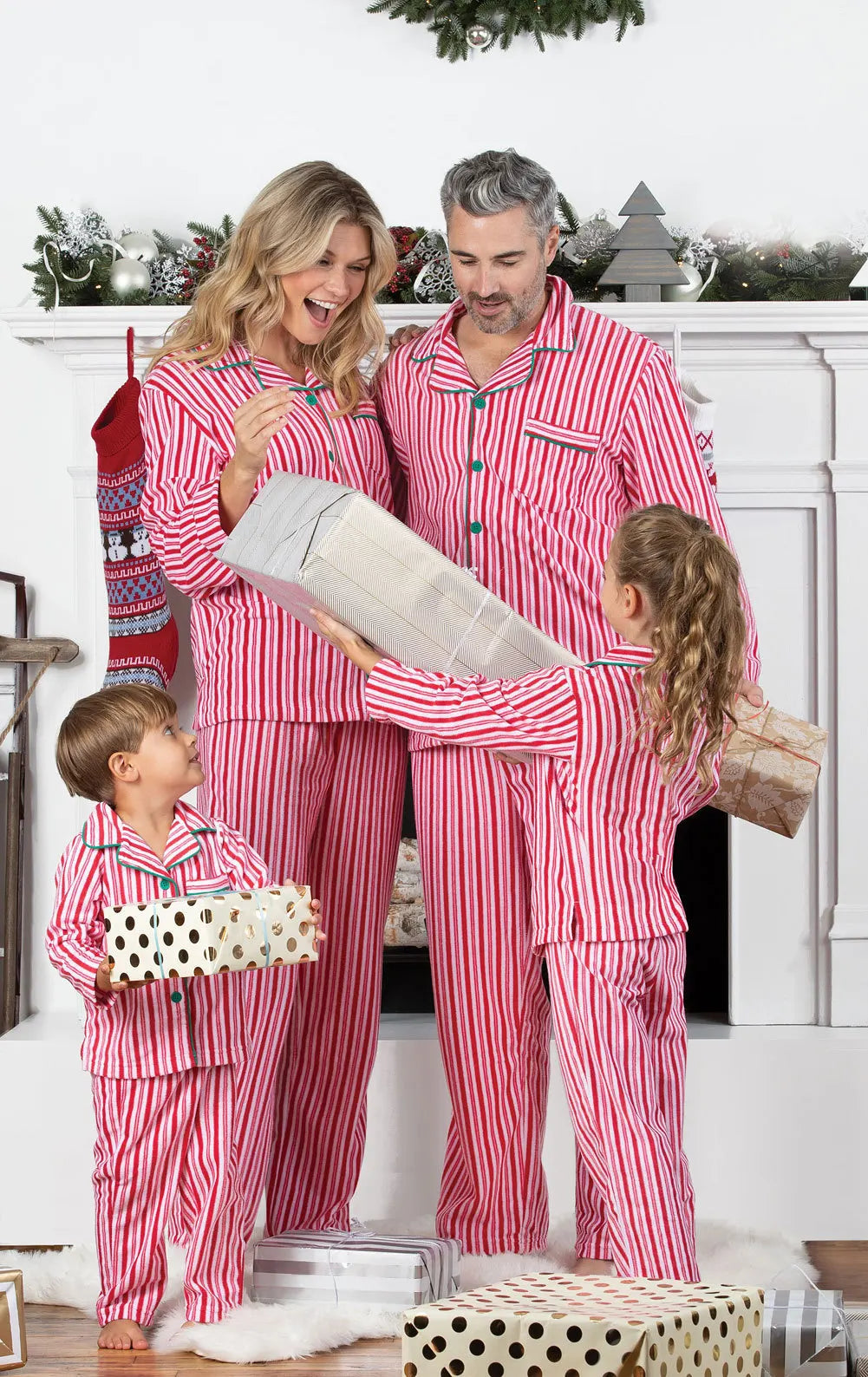 Matching Striped Christmas Family Pajamas for Adults, Kids, Babies & Dogs