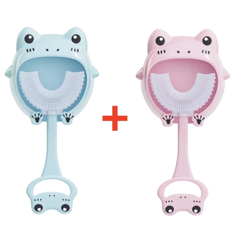 Kids U-Shaped Silicone Toothbrush — 360° Cartoon Design for Ages 1–12