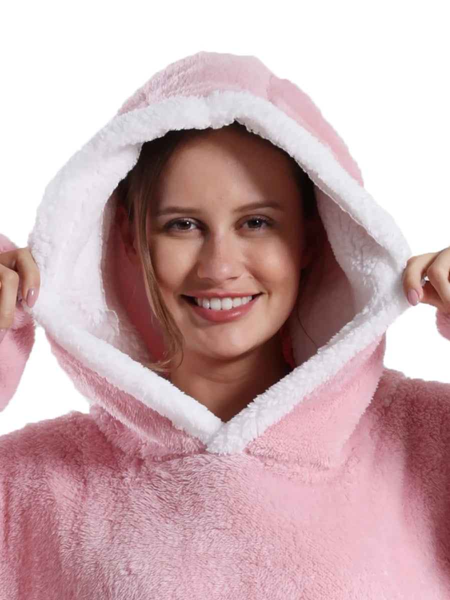 Cartoon Plush Wearable Blanket Hoodie for Adults