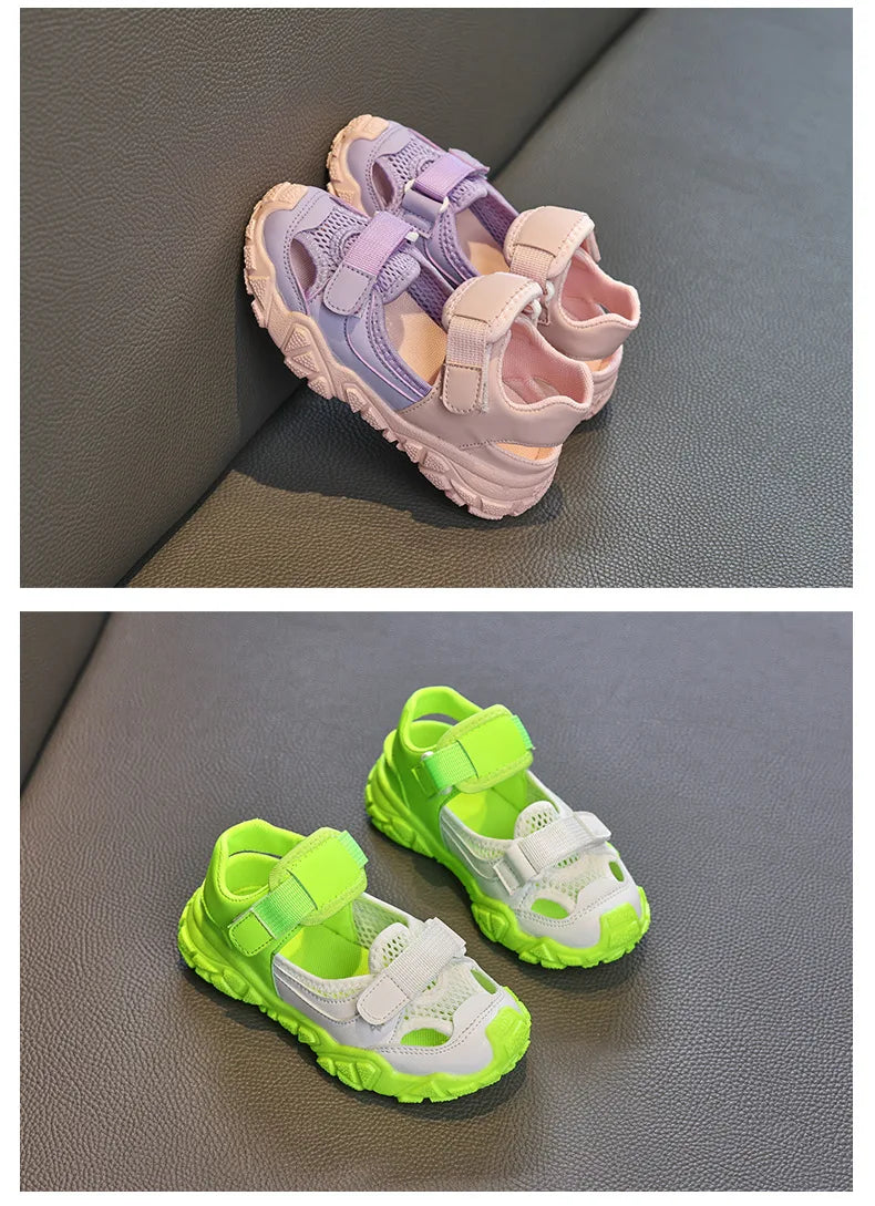 Children Sport Sandals for Girls Mesh Breathable Boys Sneaker Casual Beach Shoes Fashion Hollow Out Non-slip Flat Tenis Feminino