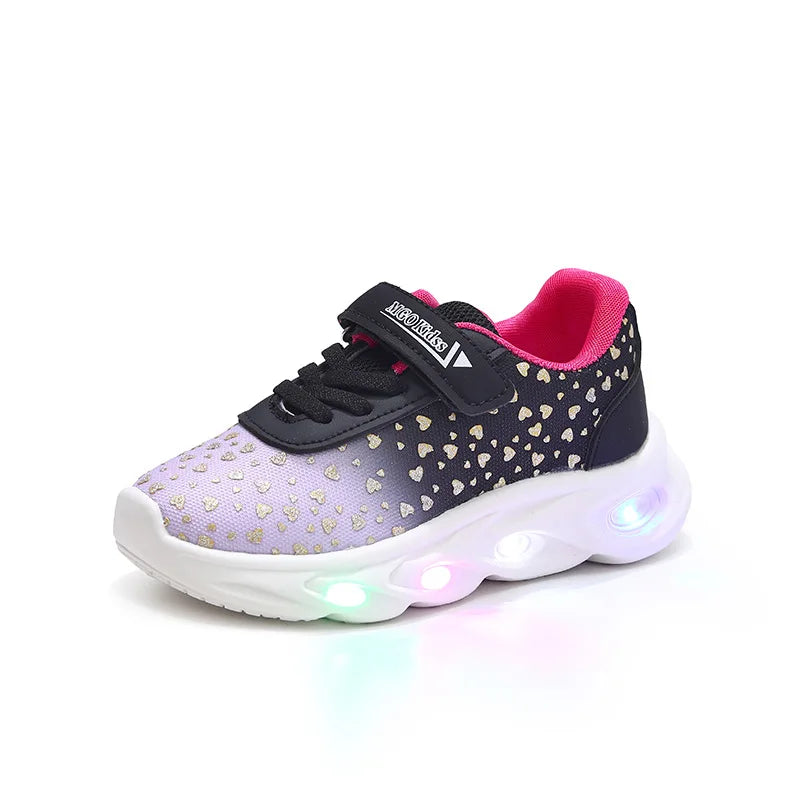 Kids' Casual Shoes Children Led Light Spring Outdoor Sneakers For Breathable Anti-slip Black  Blue Pink Size 21-30
