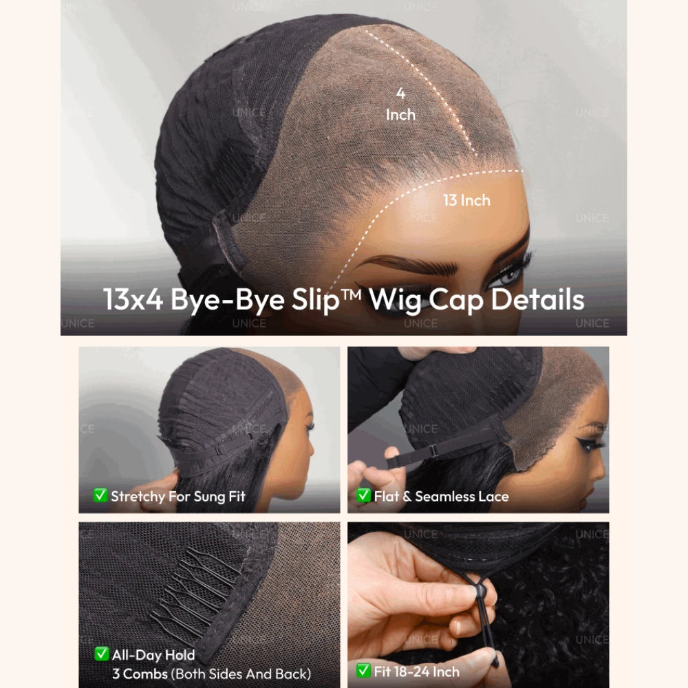13x4 Bye Bye Slip Lace Frontal Wet & Wavy 2-in-1 Glueless Human Hair Wig