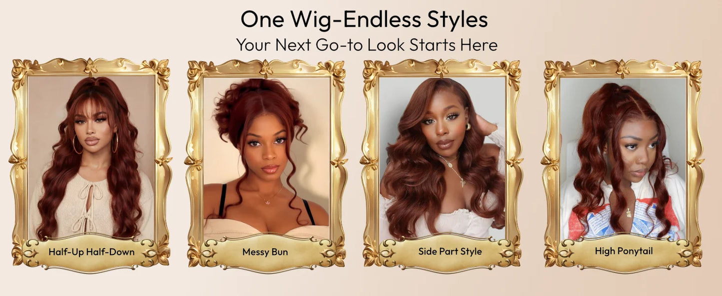 Warm Sun-Kissed Reddish Brown Body Wave Wig | Glueless 7x5 Lace, Pre-Cut & Pre-Bleached