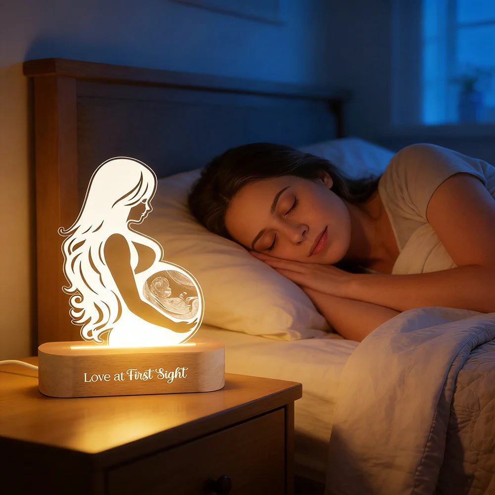 Personalized Baby Ultrasound Acrylic Night Light — Custom Sonogram LED Lamp