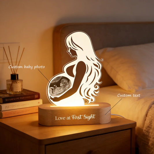 Personalized Baby Ultrasound Acrylic Night Light — Custom Sonogram LED Lamp